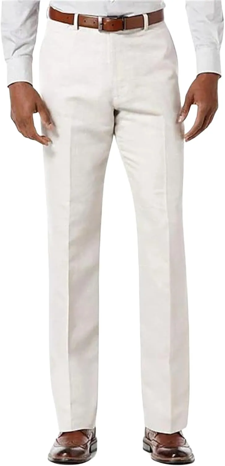 Men's Casual Straight-Fit Pants, Lightweight Wrinkle Free Dress Pants Stretch Flat Front Summer Spring Dress Slacks
