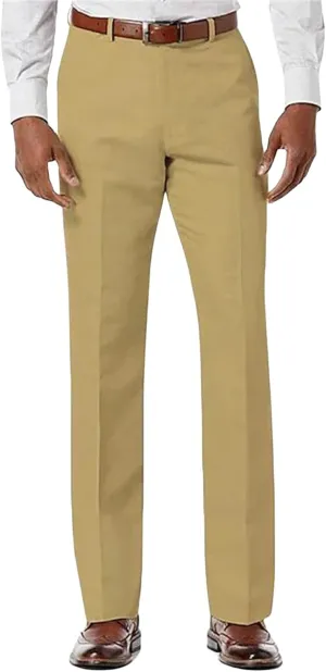 Men's Classic Fit Pants Waist Flat Front Dress Pant Straight Casual Trousers