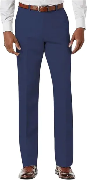 Men's Classic Fit Pants Waist Flat Front Dress Pant Straight Casual Trousers