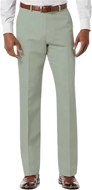 Men's Classic Fit Pants Waist Flat Front Dress Pant Straight Casual Trousers