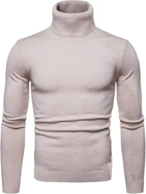 Mens Classic Sweatshirts Basic Knitted Turtleneck Jumper