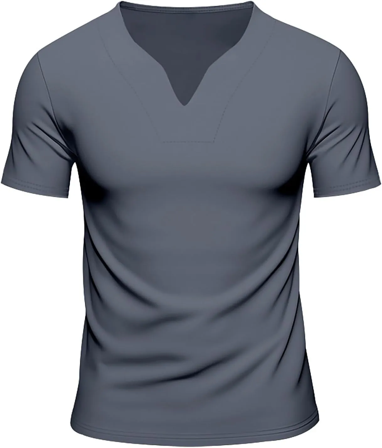 Mens Cotton Shirts Gentlemen's Short Sleeve Jacquard Casual Shirts V Neck Moisture Wicking Muscle Golf Basic Shirt