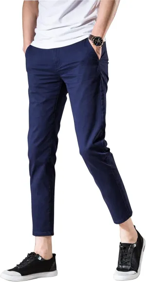 Men??s Cropped Chino Pants Skinny Fit Chinos Khaki Pant