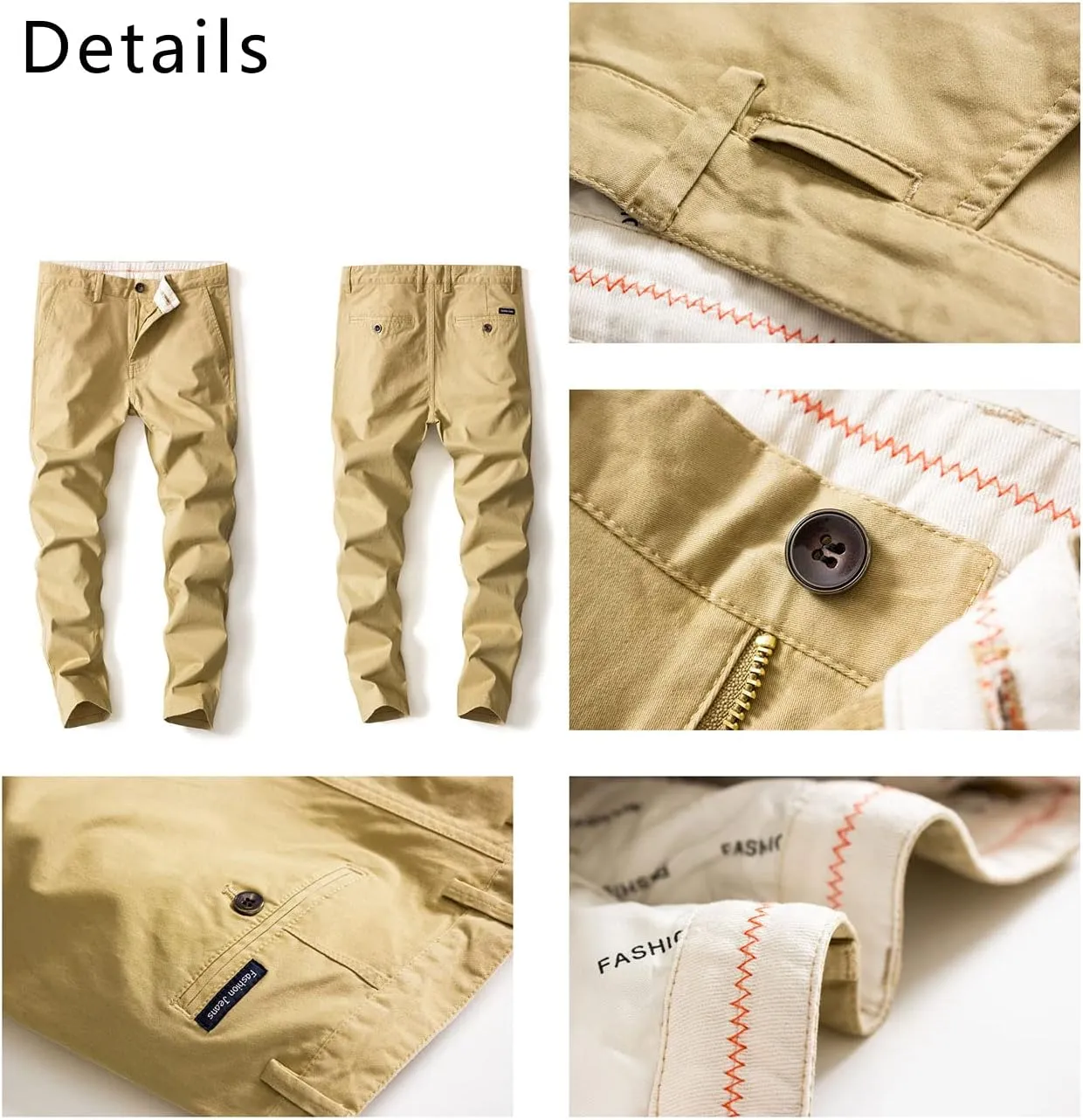 Men??s Cropped Chino Pants Skinny Fit Chinos Khaki Pant