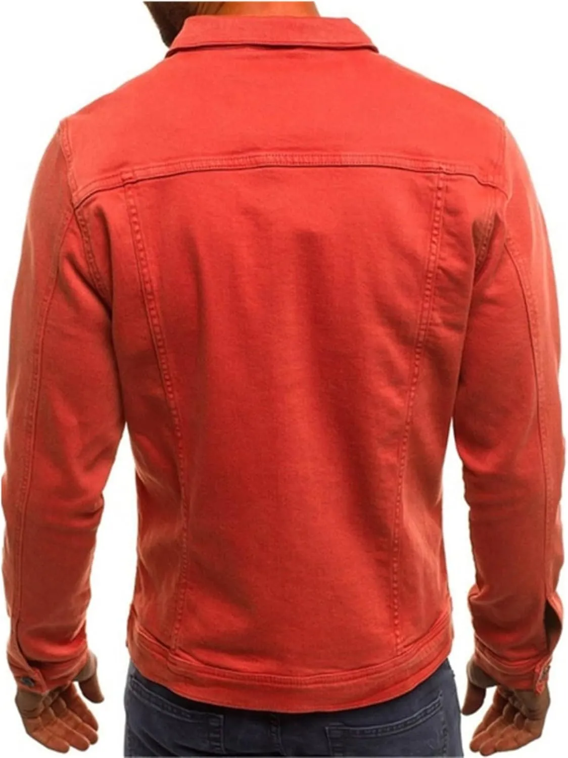 Mens Denim Jacket Cozy Classic Overshirt Long Sleeve Slim Fit Button Up Denim Top Shirt Jacket Trucker Jacket with Pockets