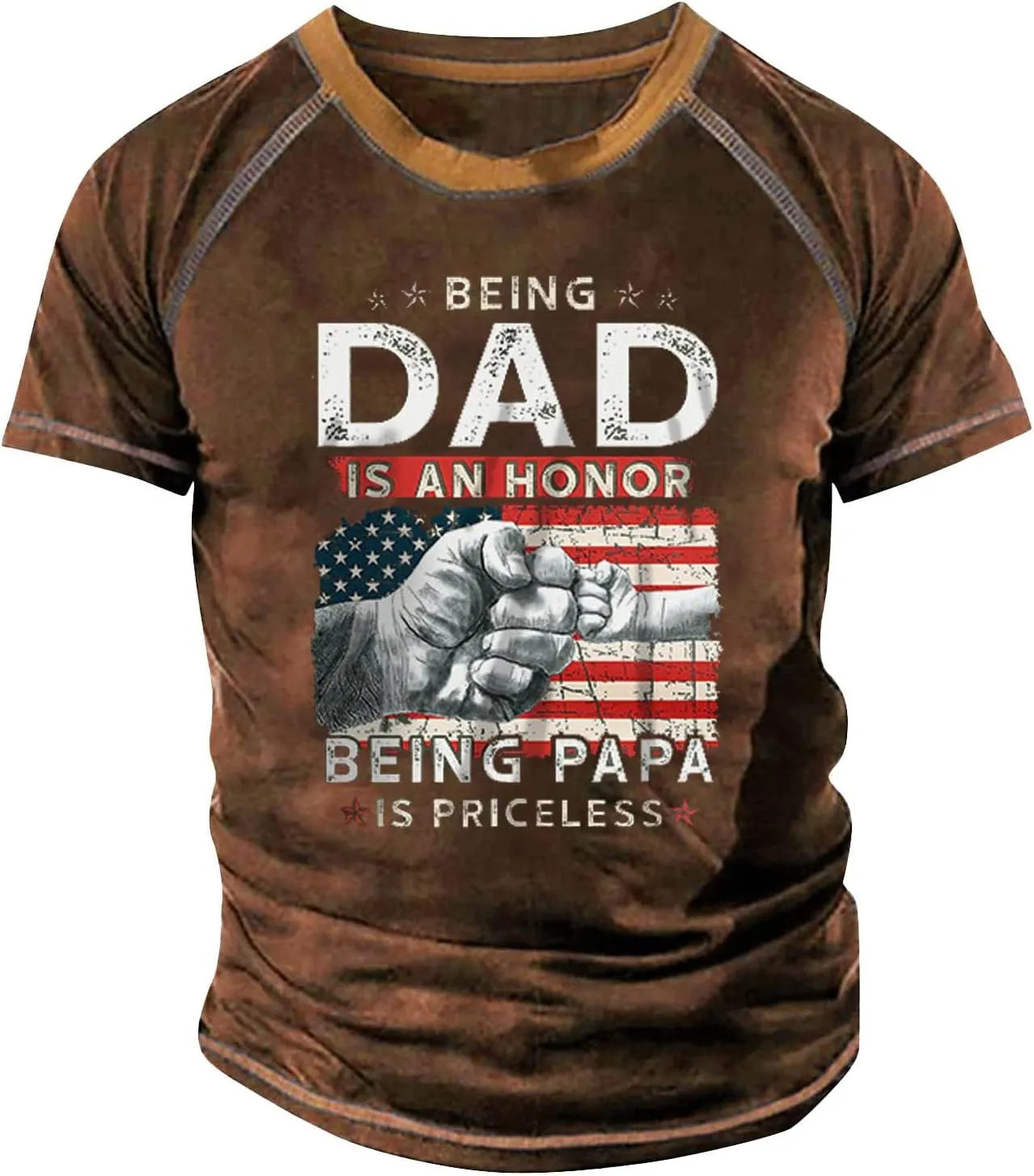 Mens Father's Day Shirt Stars and Stripes Gift Shirt for Dad Short Sleeve Casual Pullover Casual Roud Neck Tees