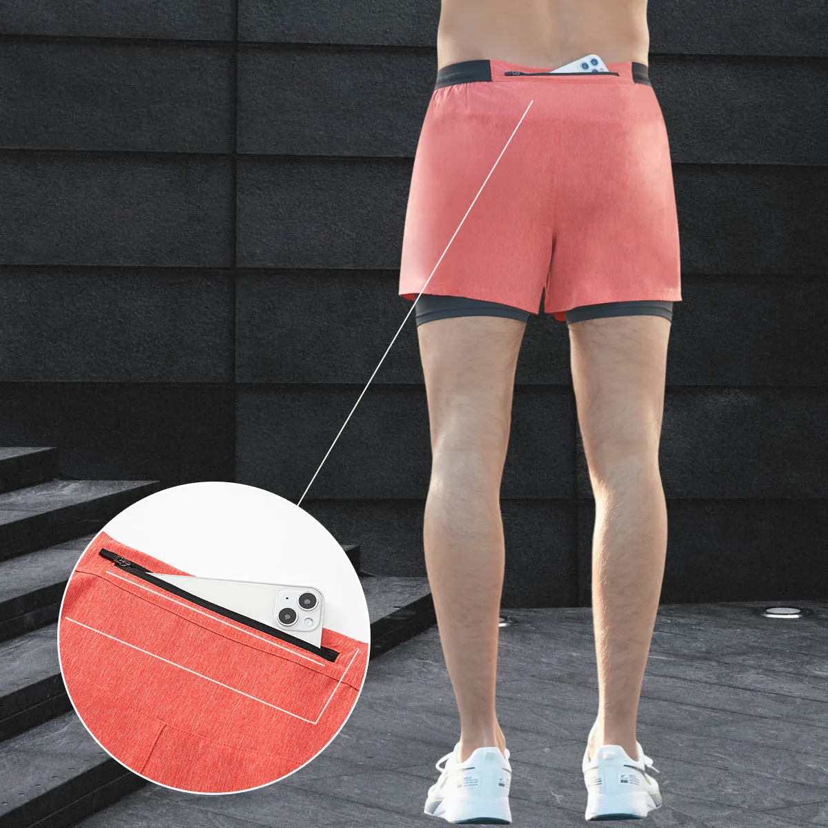 Men's Faux Two-piece Drawstring Quick-drying Sports Shorts
