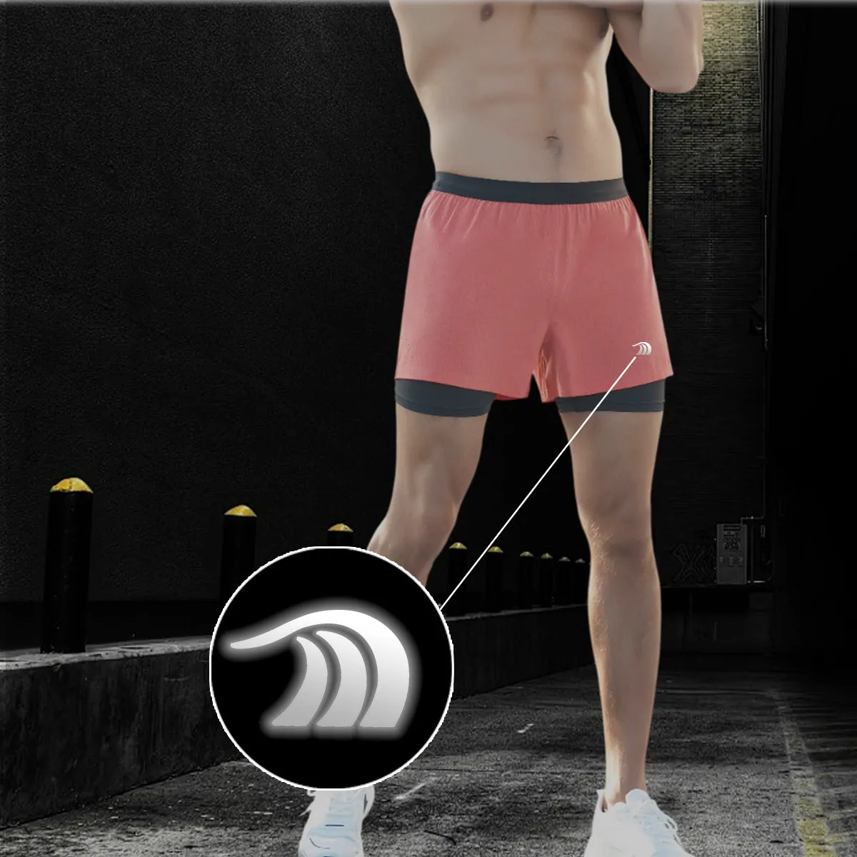 Men's Faux Two-piece Drawstring Quick-drying Sports Shorts