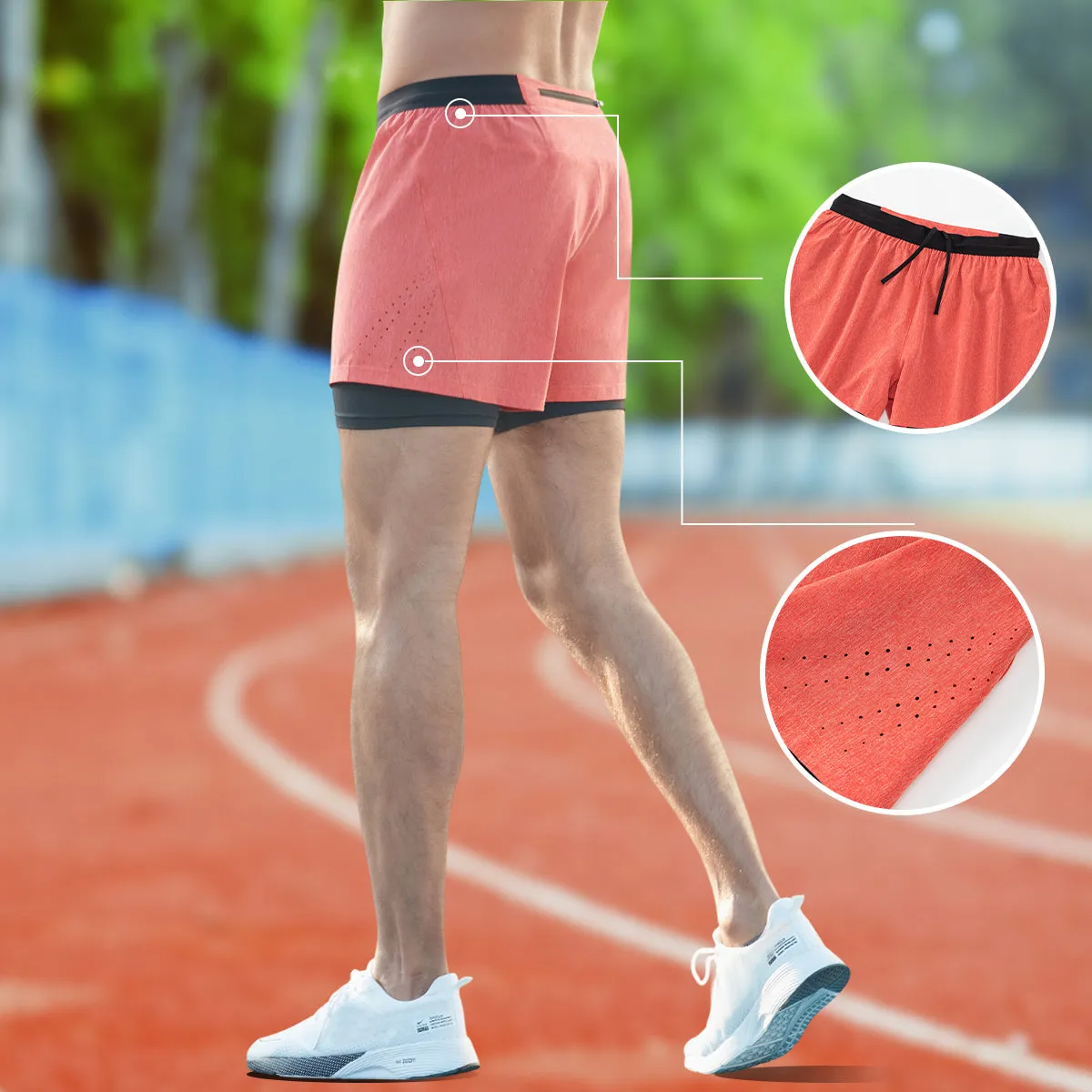 Men's Faux Two-piece Drawstring Quick-drying Sports Shorts