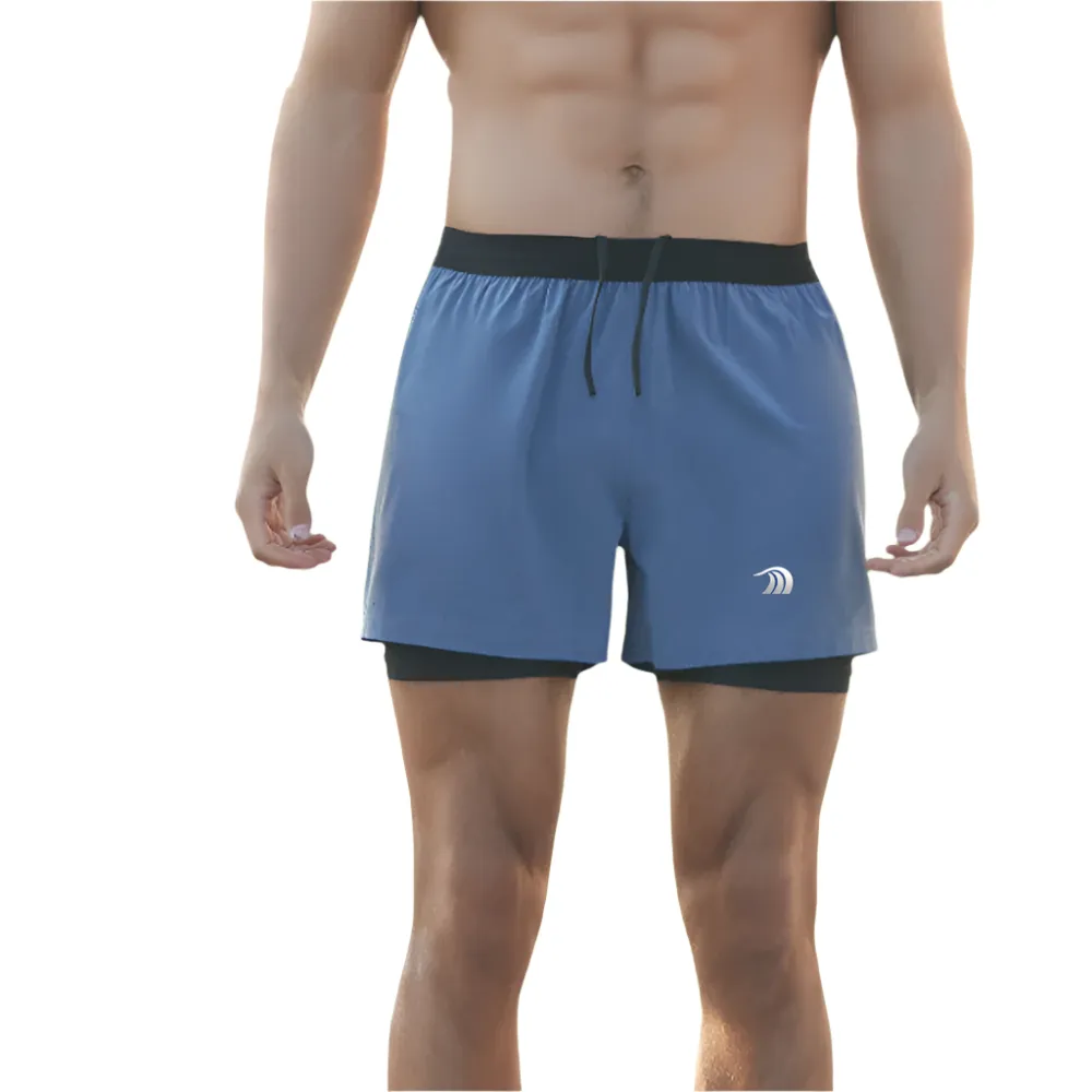 Men's Faux Two-piece Drawstring Quick-drying Sports Shorts