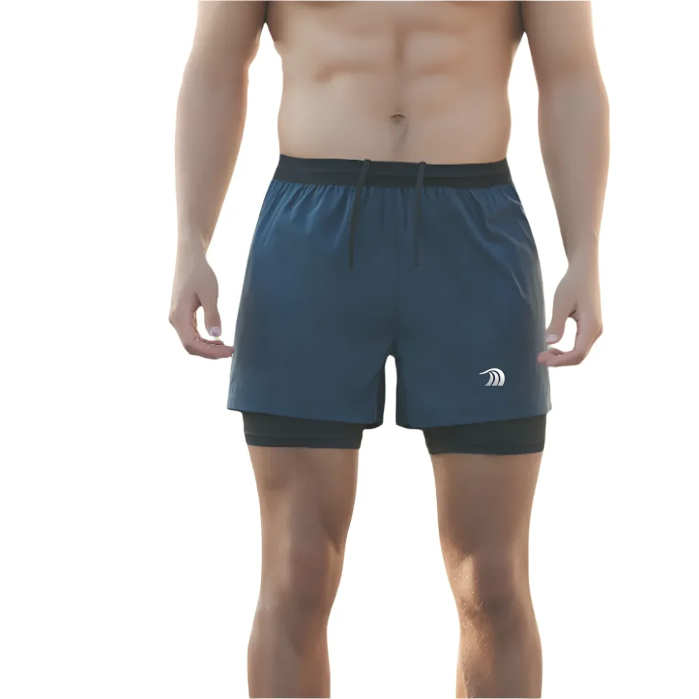 Men's Faux Two-piece Drawstring Quick-drying Sports Shorts