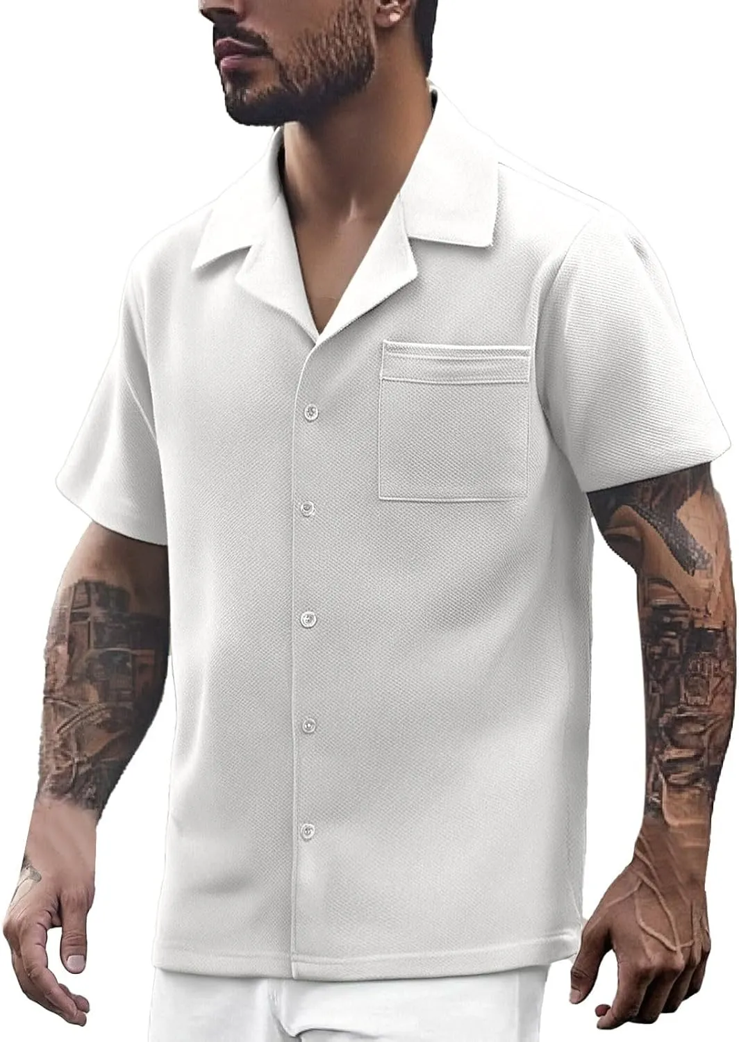 Men's Golf Polo Shirts Short Sleeve Striped Slim Fit Golf Shirt Lightweight Quick Dry Causal Classic Summer T-Shirt