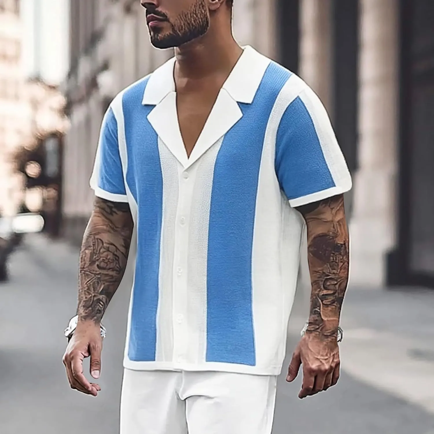 Men's Golf Polo Shirts Short Sleeve Striped Slim Fit Golf Shirt Lightweight Quick Dry Causal Classic Summer T-Shirt