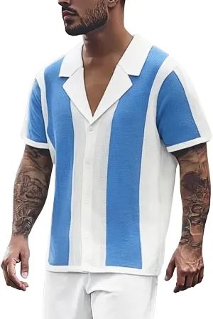 Men's Golf Polo Shirts Short Sleeve Striped Slim Fit Golf Shirt Lightweight Quick Dry Causal Classic Summer T-Shirt