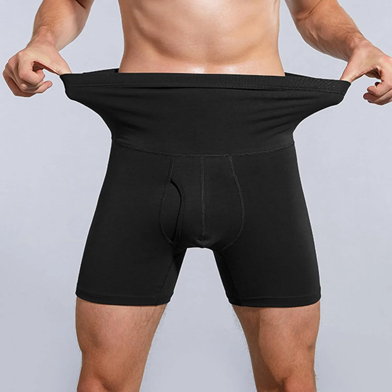 Men'S High Waist Tummy Control Slimming Shapewear Shorts Underwear Body Shaper Seamless Boxer Briefs 3-Pack