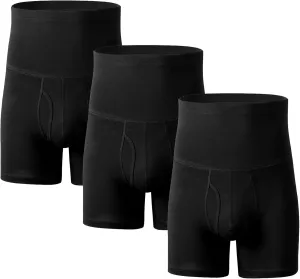Men'S High Waist Tummy Control Slimming Shapewear Shorts Underwear Body Shaper Seamless Boxer Briefs 3-Pack