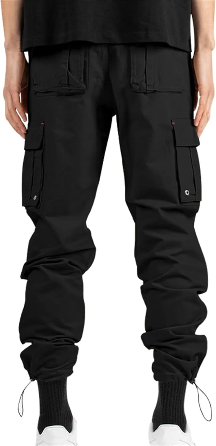 Men's Hiking Cargo Pants Fashion Lightweight Loose Hip Hop Street Work Trousers Classic Outdoor with Multi Pockets