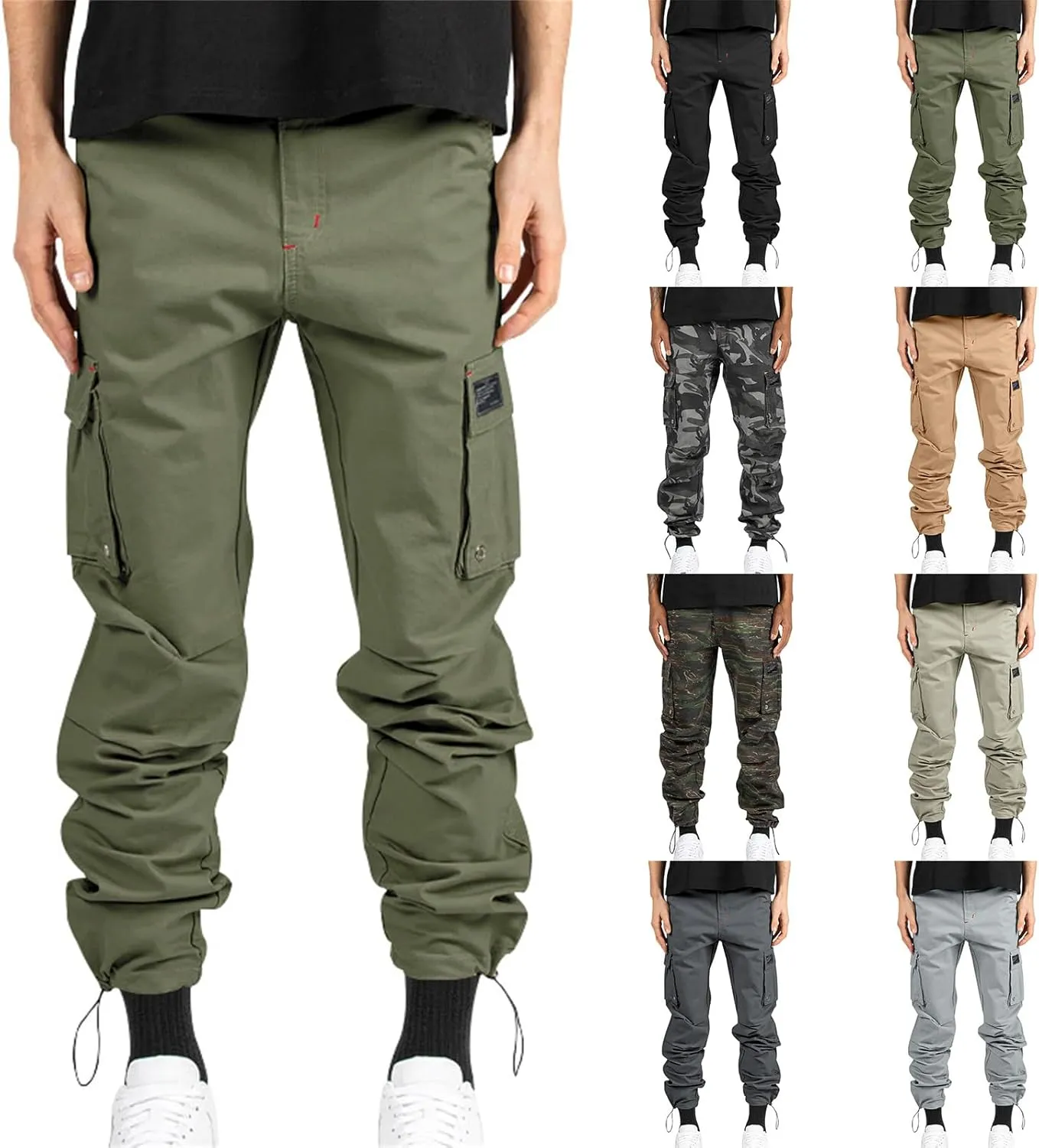 Men's Hiking Cargo Pants Fashion Lightweight Loose Hip Hop Street Work Trousers Classic Outdoor with Multi Pockets
