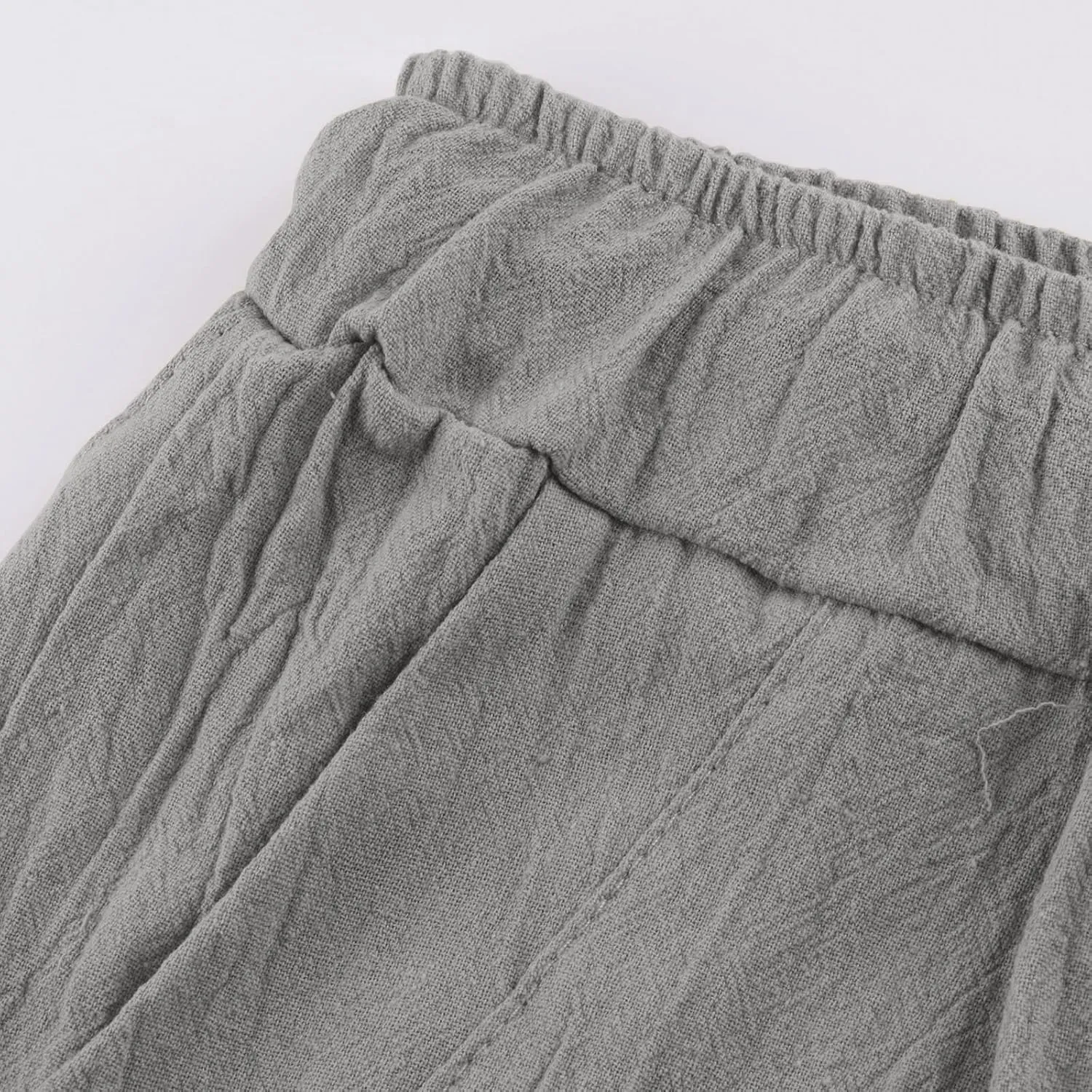 Mens Hiking Pants Lightweight Linen Pants Elastic Waist Drawstring Pants Summer Beach Pant Casual Baggy Pants