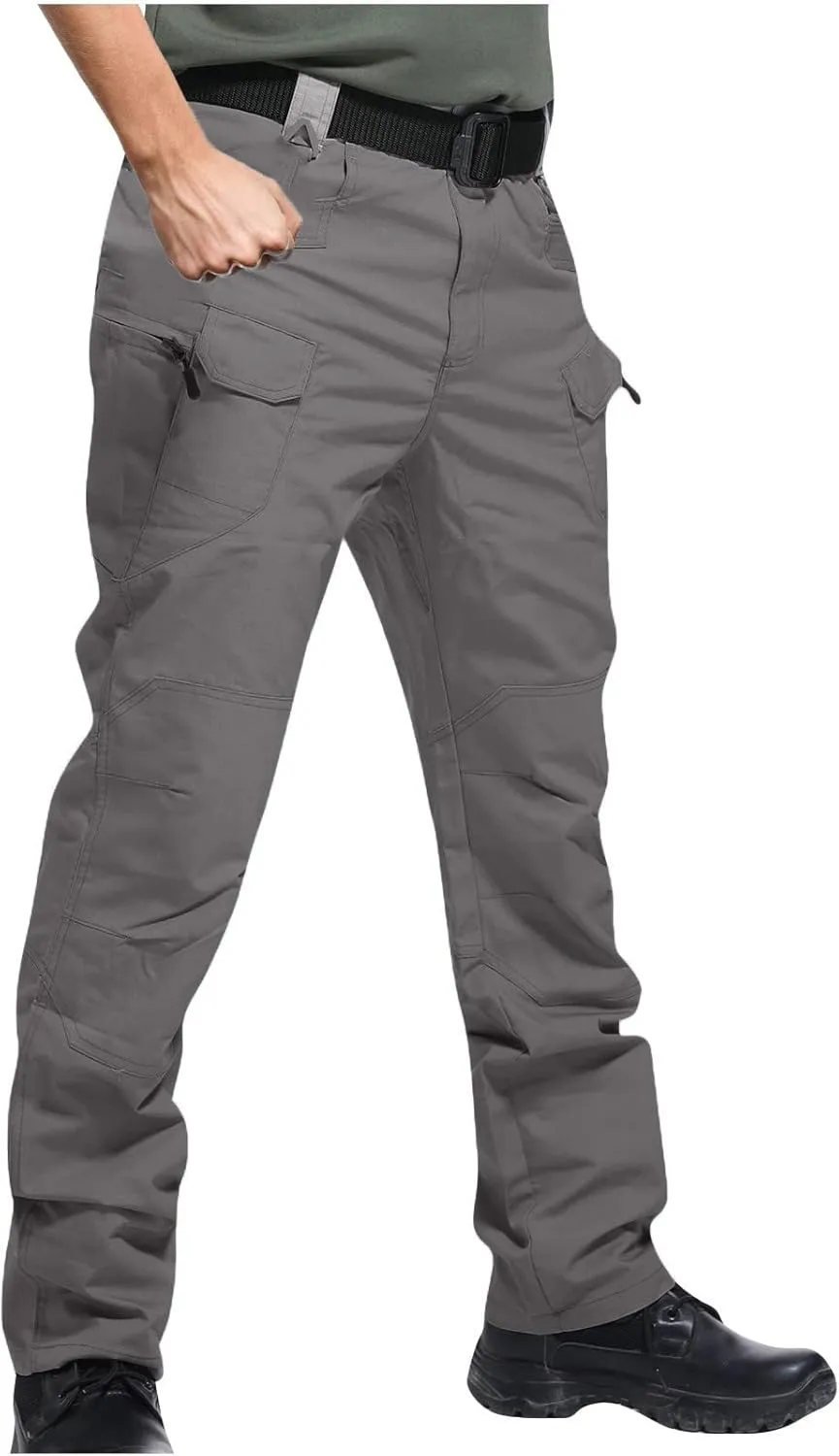 Men's Hiking Tactical Pants Lightweight Water Resistant Cargo Work Pants Ripstop Stretch Outdoor Travel Pants Pockets