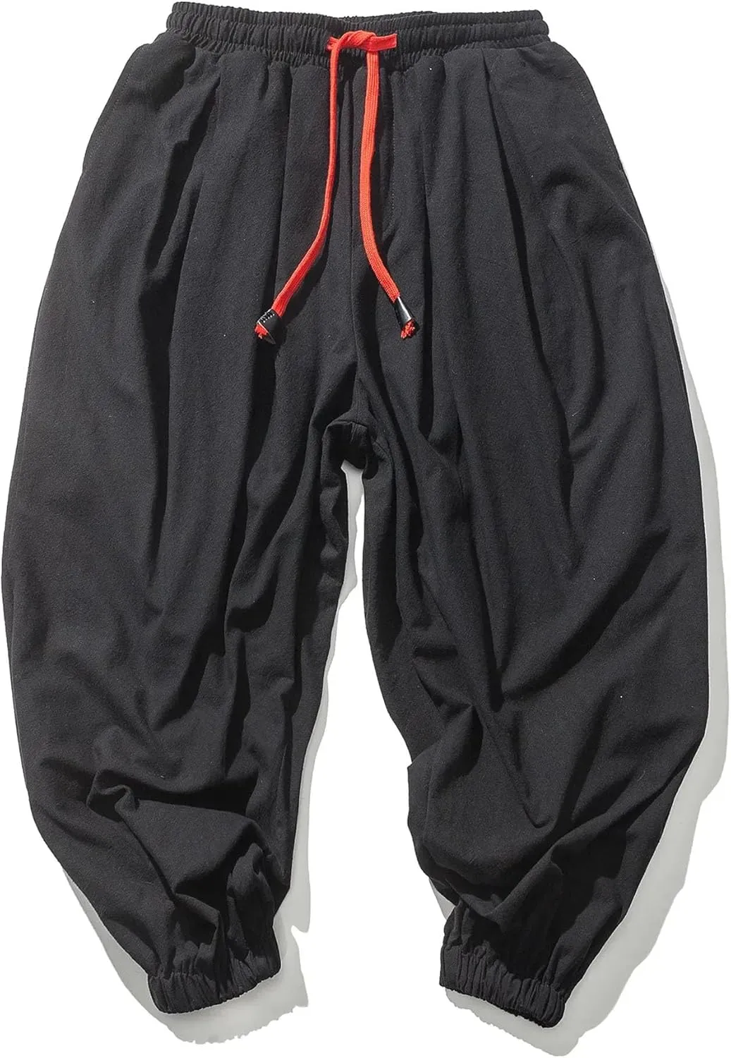 Men's Ice Silk Cotton Linen Pants Loose Fit Trousers Casual Harem Pants