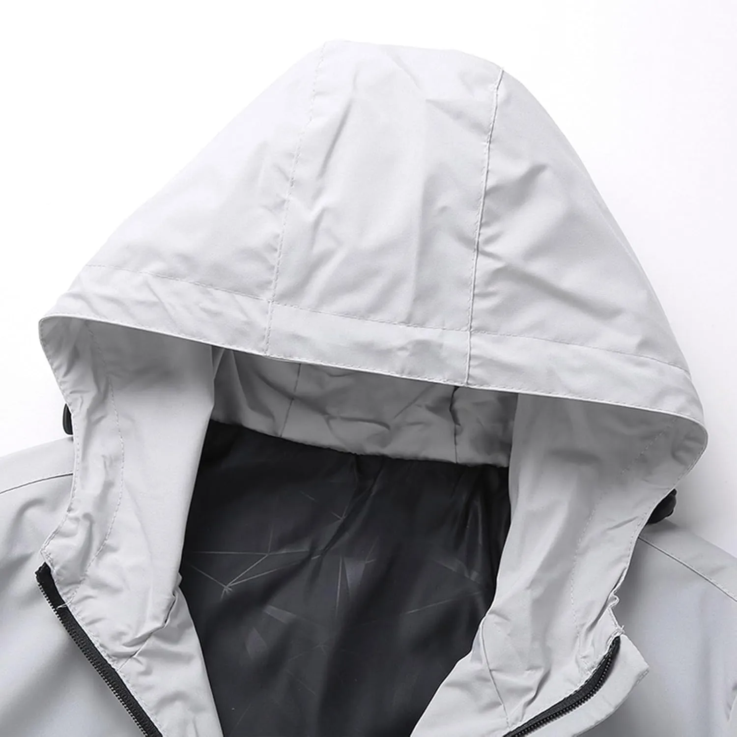 Men's Jackets Fashion Casual Hooded Punching Jacket Solid Color Shrunken Cuffs Zipper Pocket Windbreaker Work Jacket