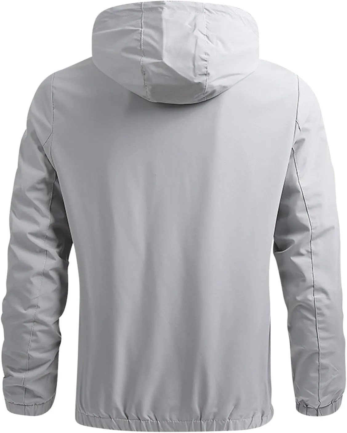 Men's Jackets Fashion Casual Hooded Punching Jacket Solid Color Shrunken Cuffs Zipper Pocket Windbreaker Work Jacket