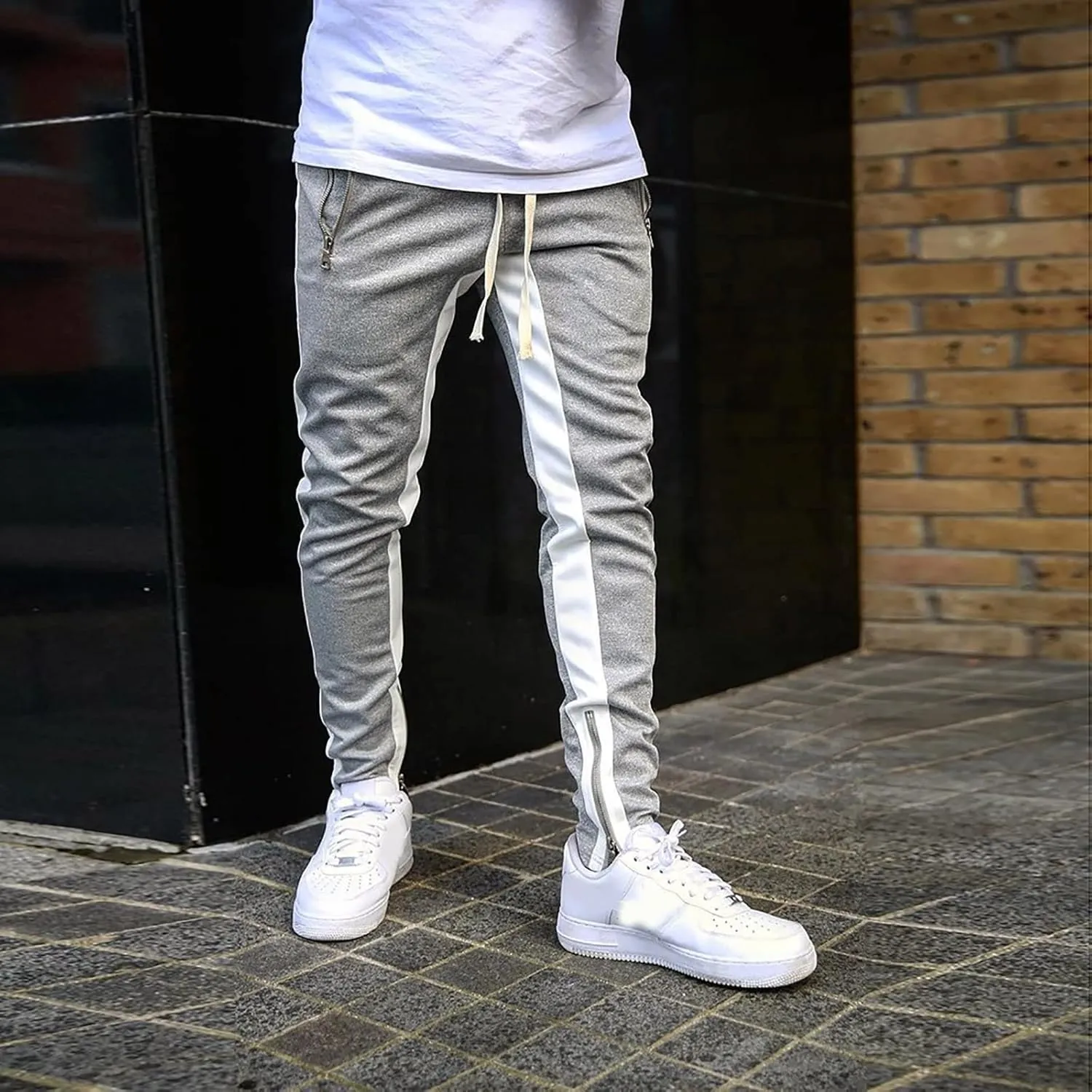Men's Joggers Cargo Pants Slim Fit Drawstring Fashion Pants Sweatpants Casual Work Chino Pants with Pockets