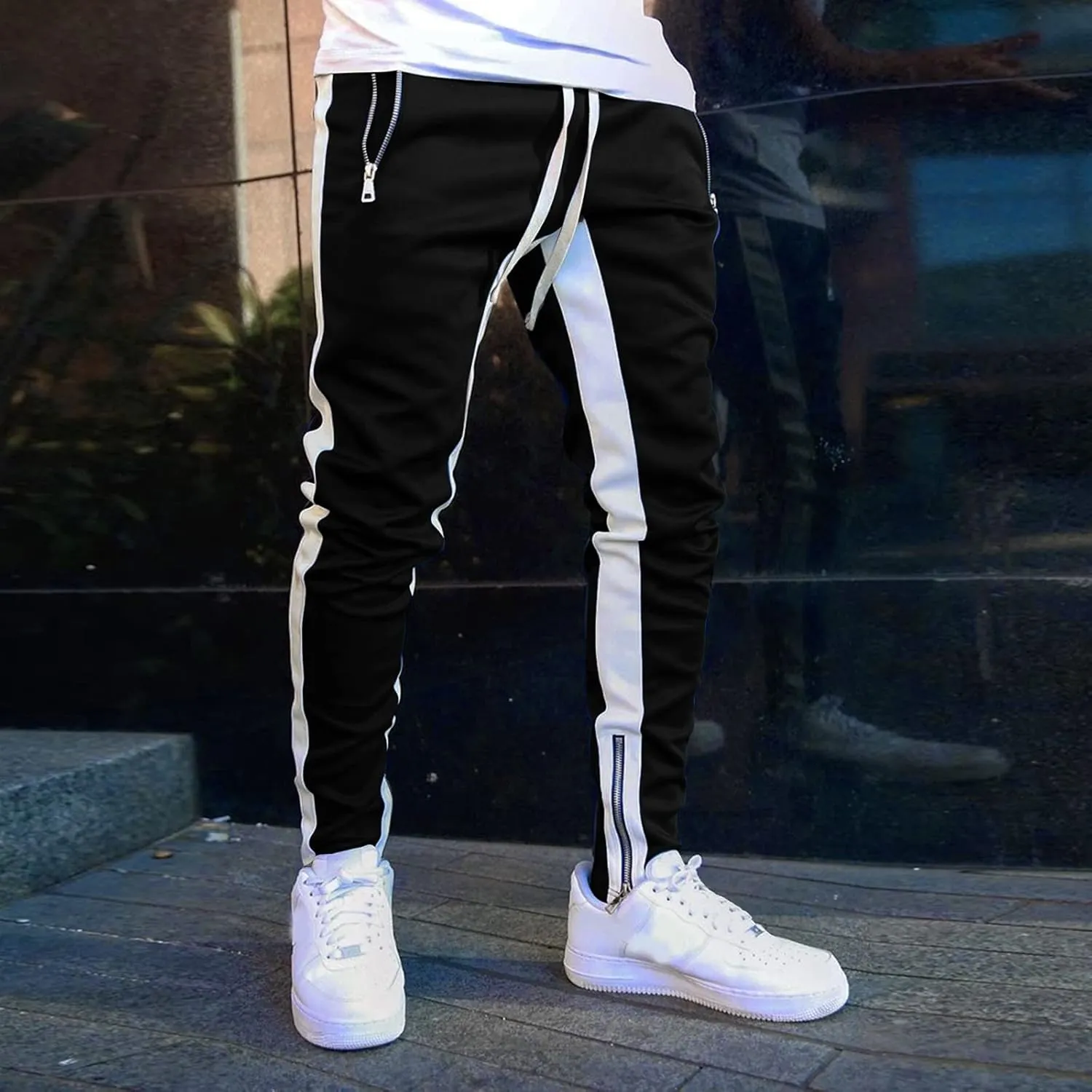 Men's Joggers Cargo Pants Slim Fit Drawstring Fashion Pants Sweatpants Casual Work Chino Pants with Pockets