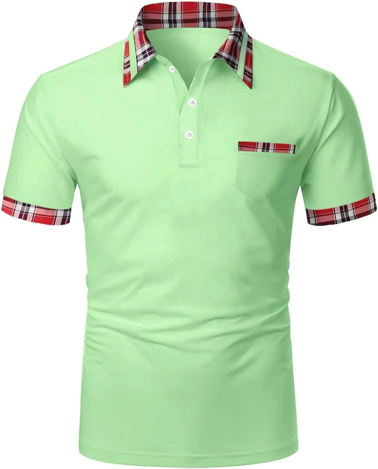 Mens Knit Polo Shirts Short Sleeve Ribbed Textured Polo Shirt Lightweight Casual Button Golf Shirts Collared T Shirt