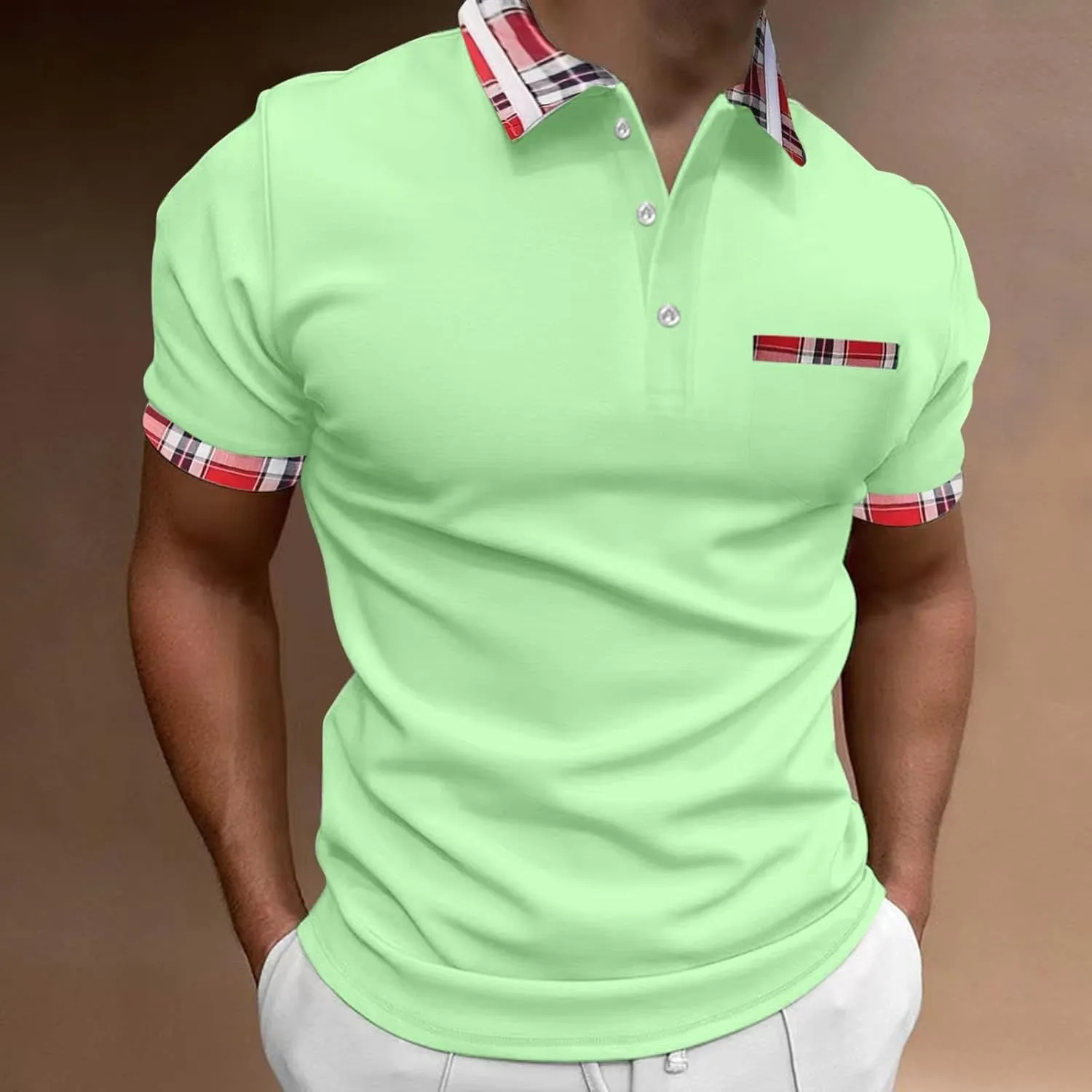 Mens Knit Polo Shirts Short Sleeve Ribbed Textured Polo Shirt Lightweight Casual Button Golf Shirts Collared T Shirt