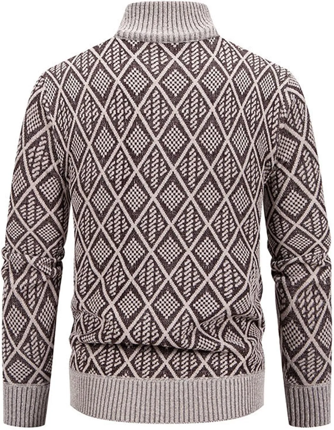 Men's Knitwear Sweater Fashion Zipper Stand Collar Ribbed Knit Jacket Thickened Padded Casual Cardigan Coat Tops