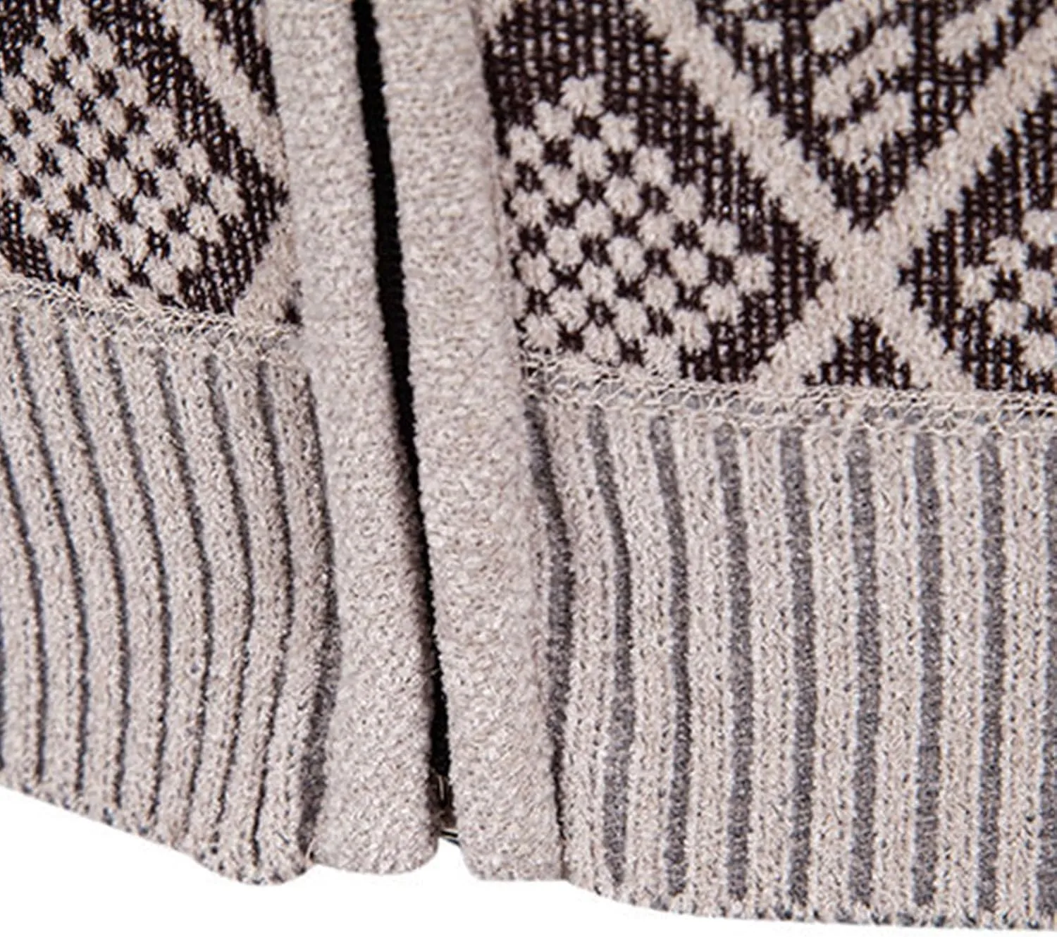 Men's Knitwear Sweater Fashion Zipper Stand Collar Ribbed Knit Jacket Thickened Padded Casual Cardigan Coat Tops