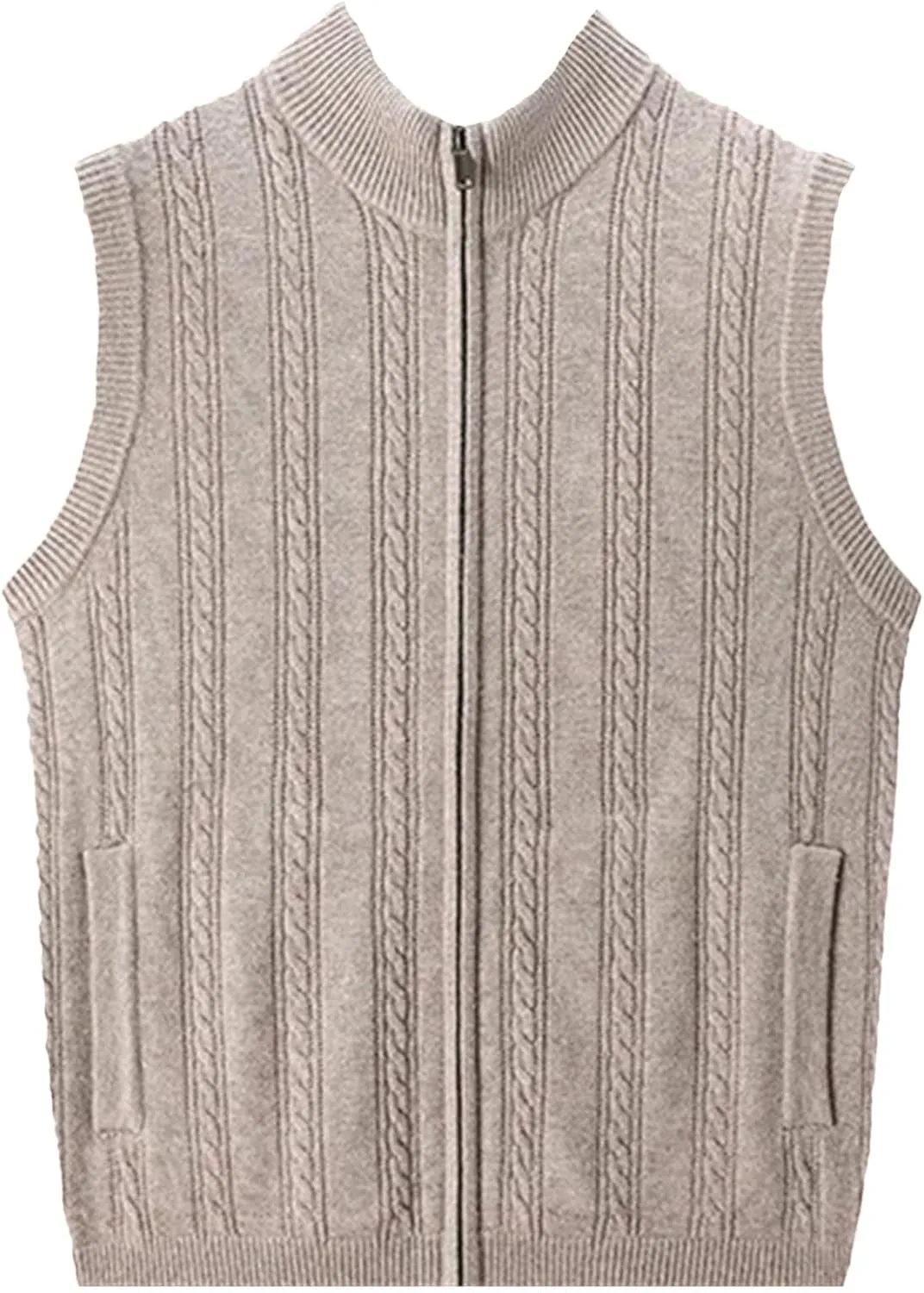 Mens Knitwear Vest Zipper Camisole Sweater Cardigan Vest