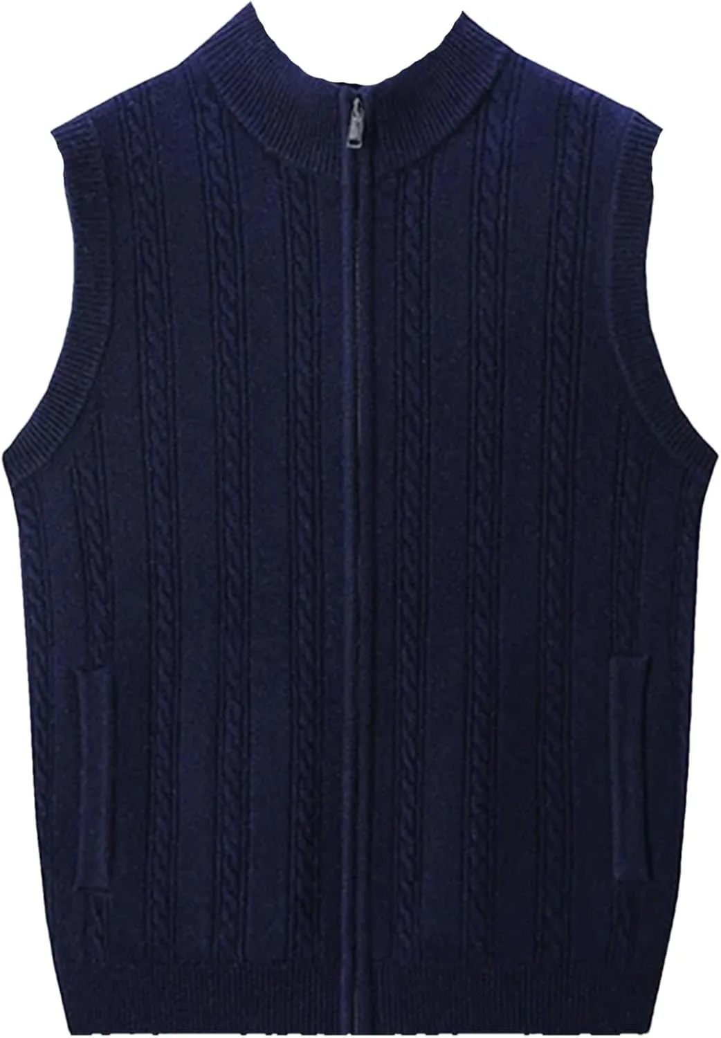 Mens Knitwear Vest Zipper Camisole Sweater Cardigan Vest
