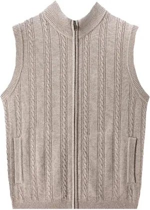 Mens Knitwear Vest Zipper Camisole Sweater Cardigan Vest