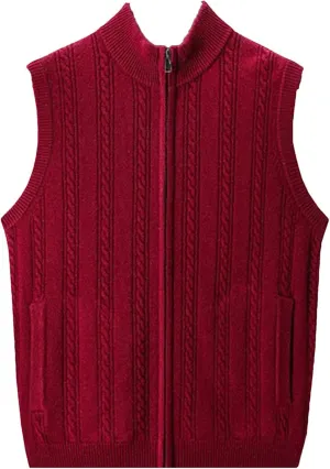 Mens Knitwear Vest Zipper Camisole Sweater Cardigan Vest
