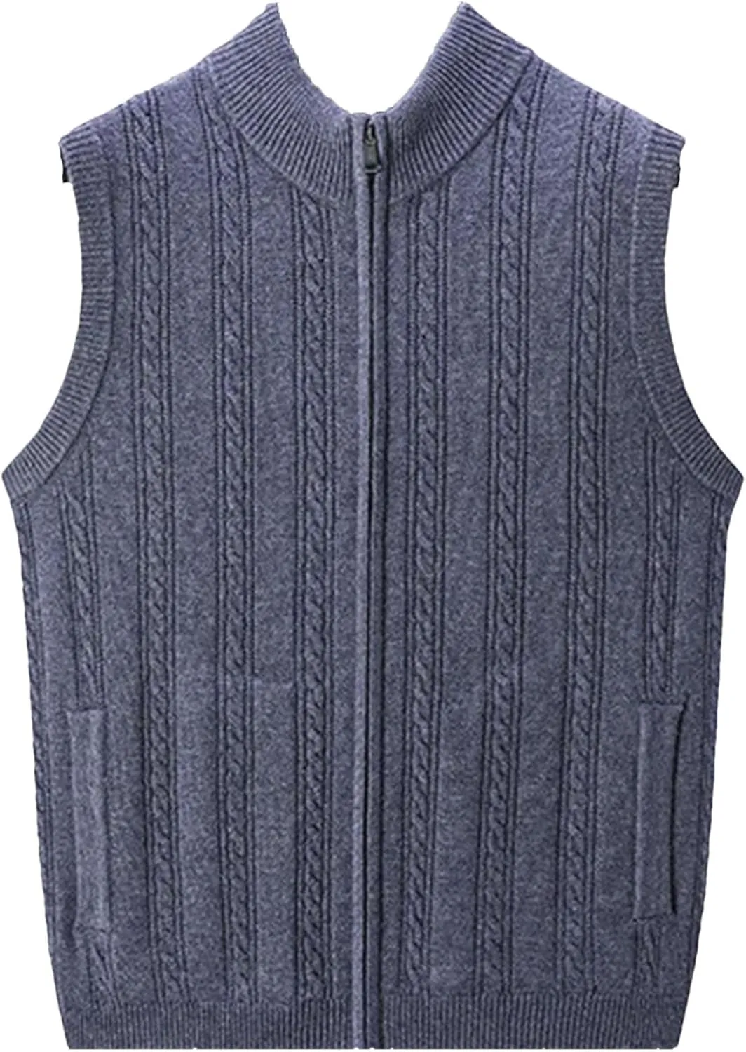 Mens Knitwear Vest Zipper Camisole Sweater Cardigan Vest