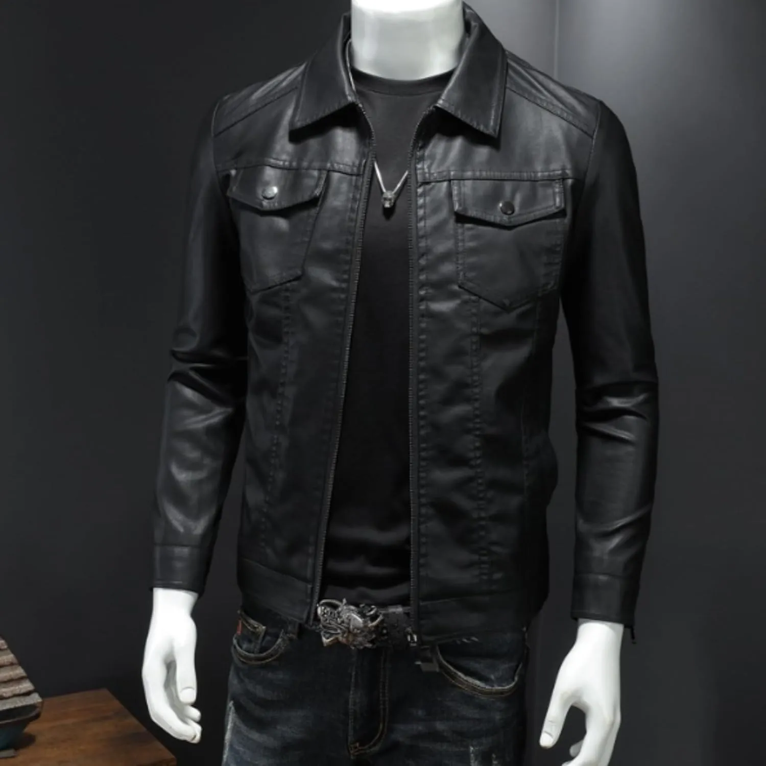Men's Leather Jacket Male Fashion Moto Biker Jackets Autumn Faux PU Coat Hip Hop Leather Oversize Streetwear