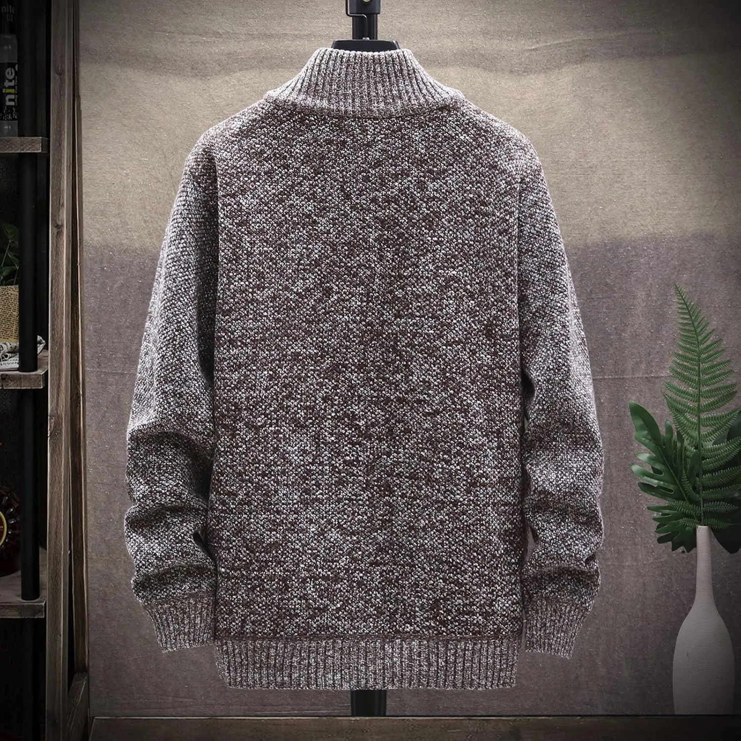 Mens Lightweight Sweaters Zip Up Stand Collar Cardigan Sweater Knitwear with Pockets Sweater Cardigan, XL-4XL