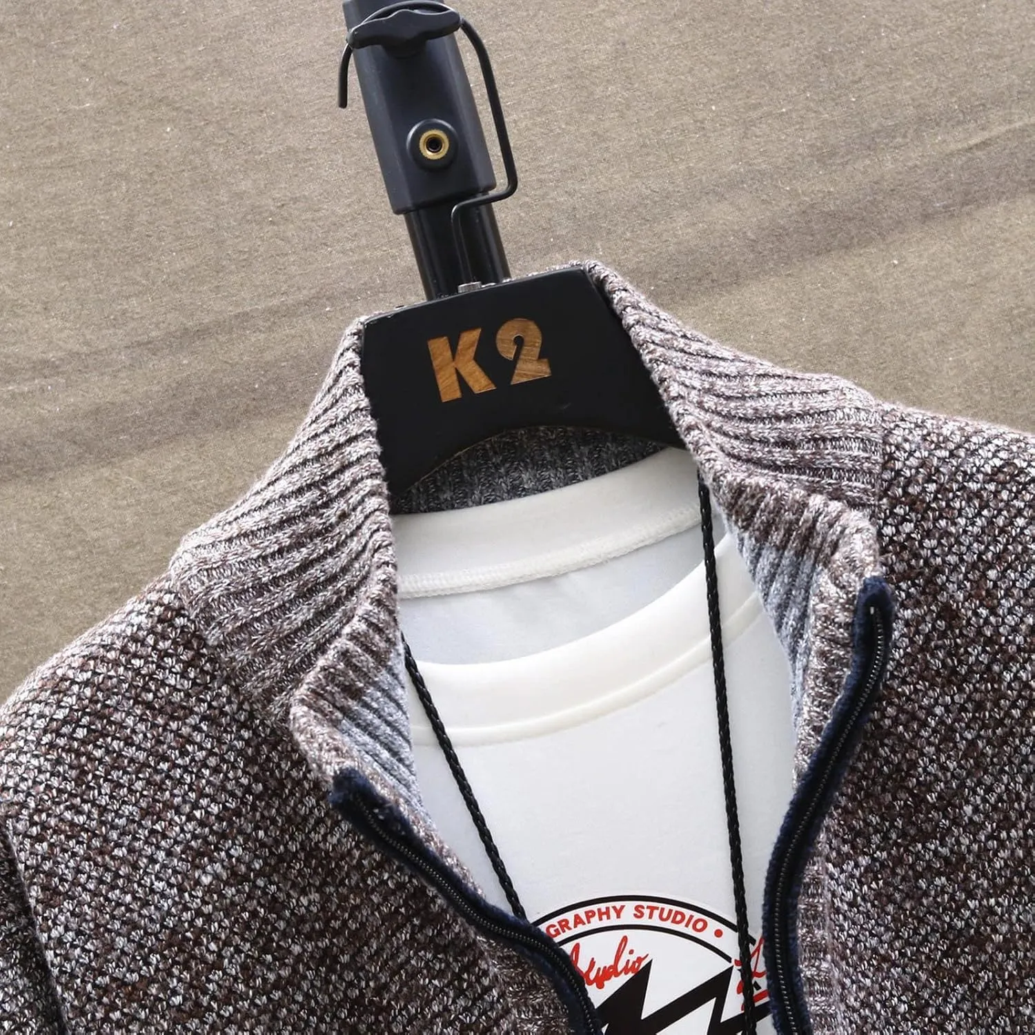 Mens Lightweight Sweaters Zip Up Stand Collar Cardigan Sweater Knitwear with Pockets Sweater Cardigan, XL-4XL