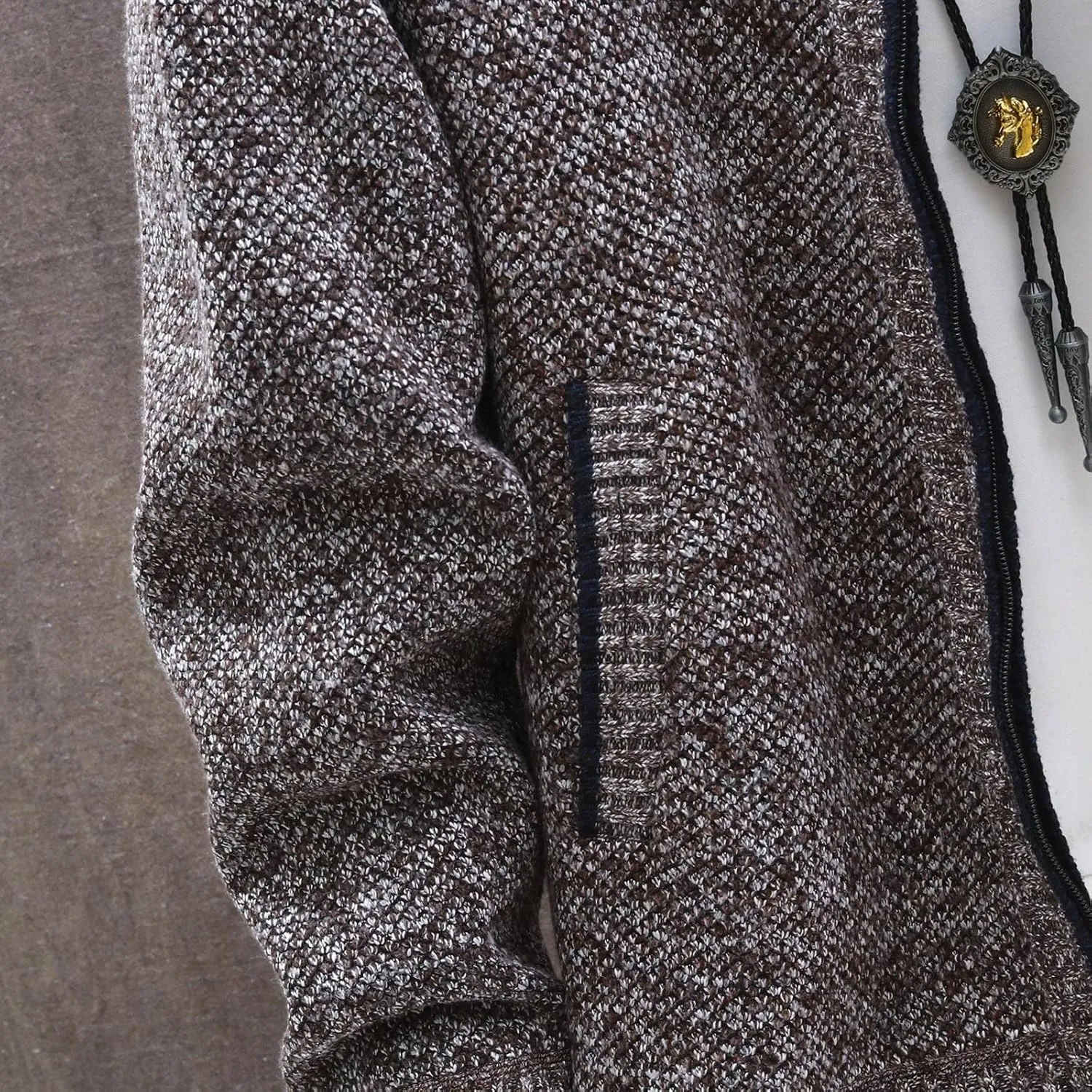 Mens Lightweight Sweaters Zip Up Stand Collar Cardigan Sweater Knitwear with Pockets Sweater Cardigan, XL-4XL