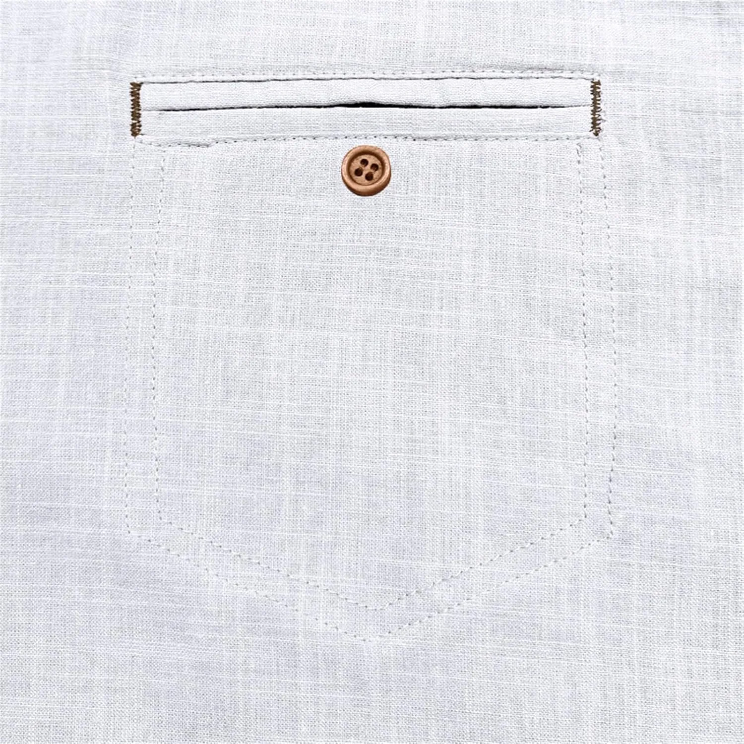 Men's Linen Shirts Short Sleeve Button Down Polo Shirt Golf Shirts Casual Summer Beach Vacation Shirt with Pockets