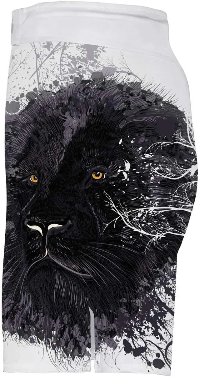 Men's Lion Series MMA BJJ Cross Training Rash Guard Shorts Spat No Gi Set