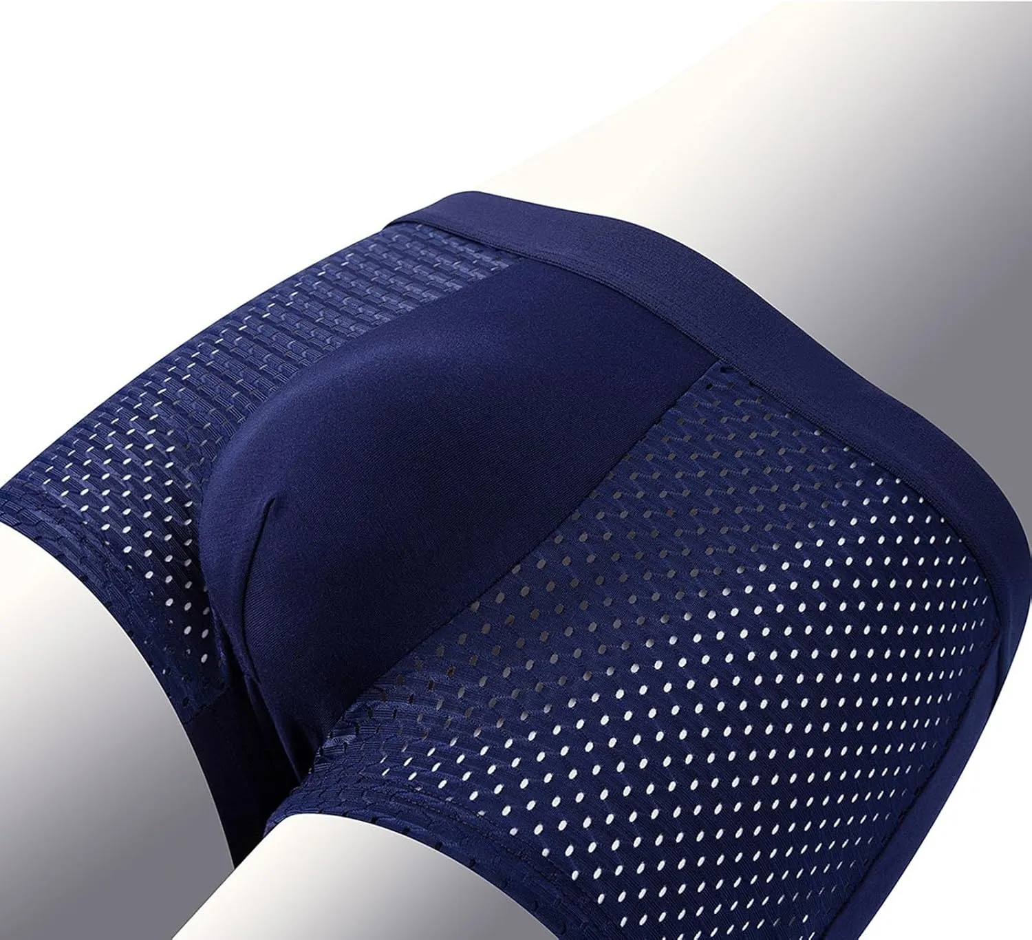 Mens Modal High Waisted Boxer Briefs Bulge Enhancing Pouch Mesh Ice Silk Underwear Breathable Comfortable Underpants