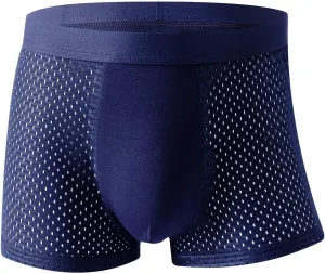 Mens Modal High Waisted Boxer Briefs Bulge Enhancing Pouch Mesh Ice Silk Underwear Breathable Comfortable Underpants