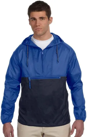 Men's Nylon Packable Pullover Hooded Jacket, Royal/Navy, Small