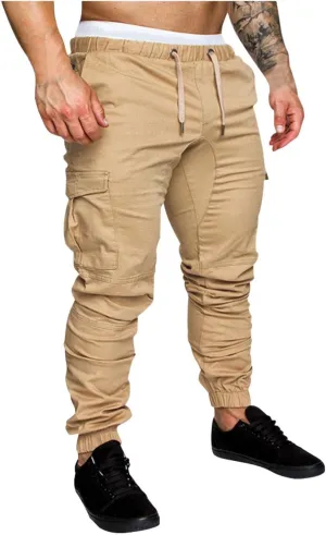 Mens Outdoor Cargo Hiking Long Pants Slim Fit Workout Athleitc Joggers Running Sports Chino Fashion Sweatpants Trousers