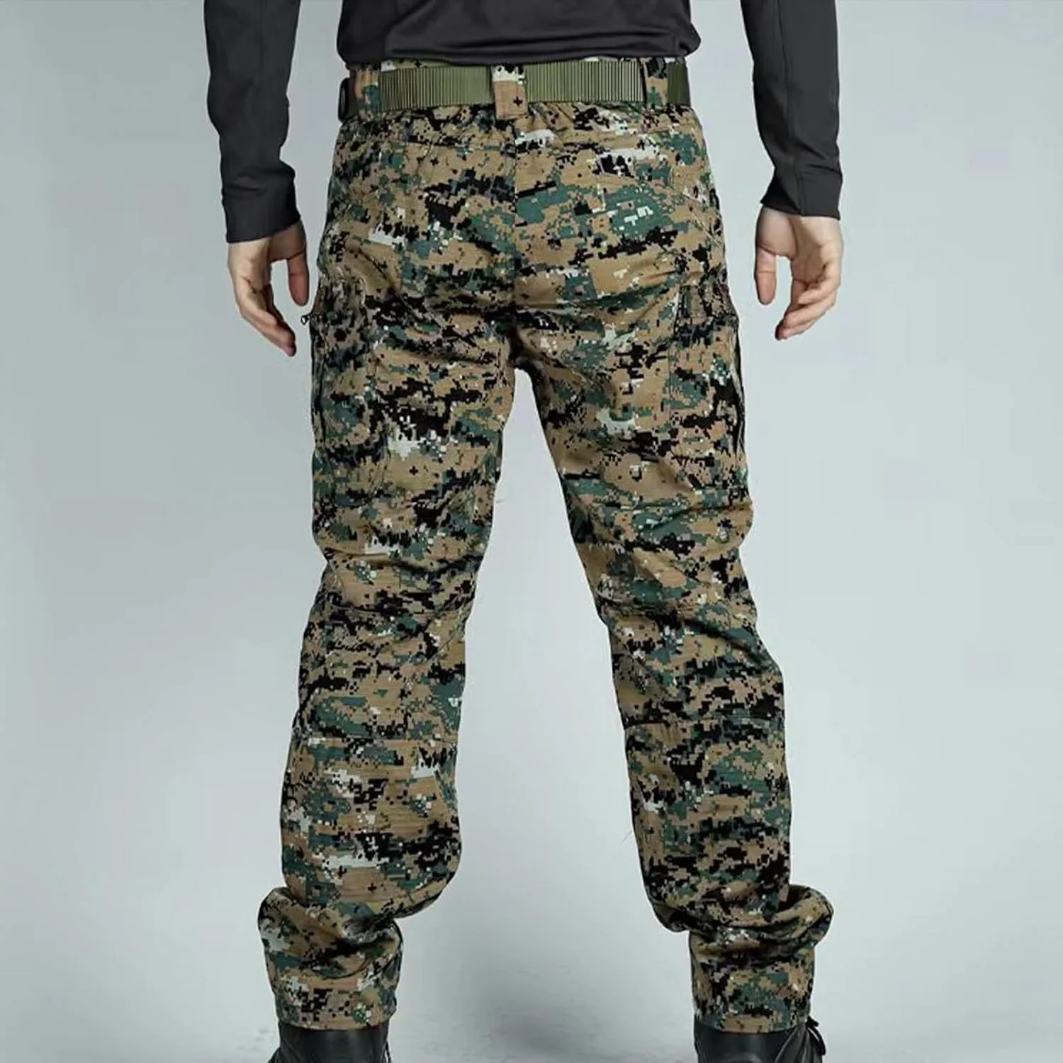 Mens Outdoor Pants Rip-Stop Military Combat Cargo Pants Lightweight Casual Hiking Work Pants Classic Tactical Pants