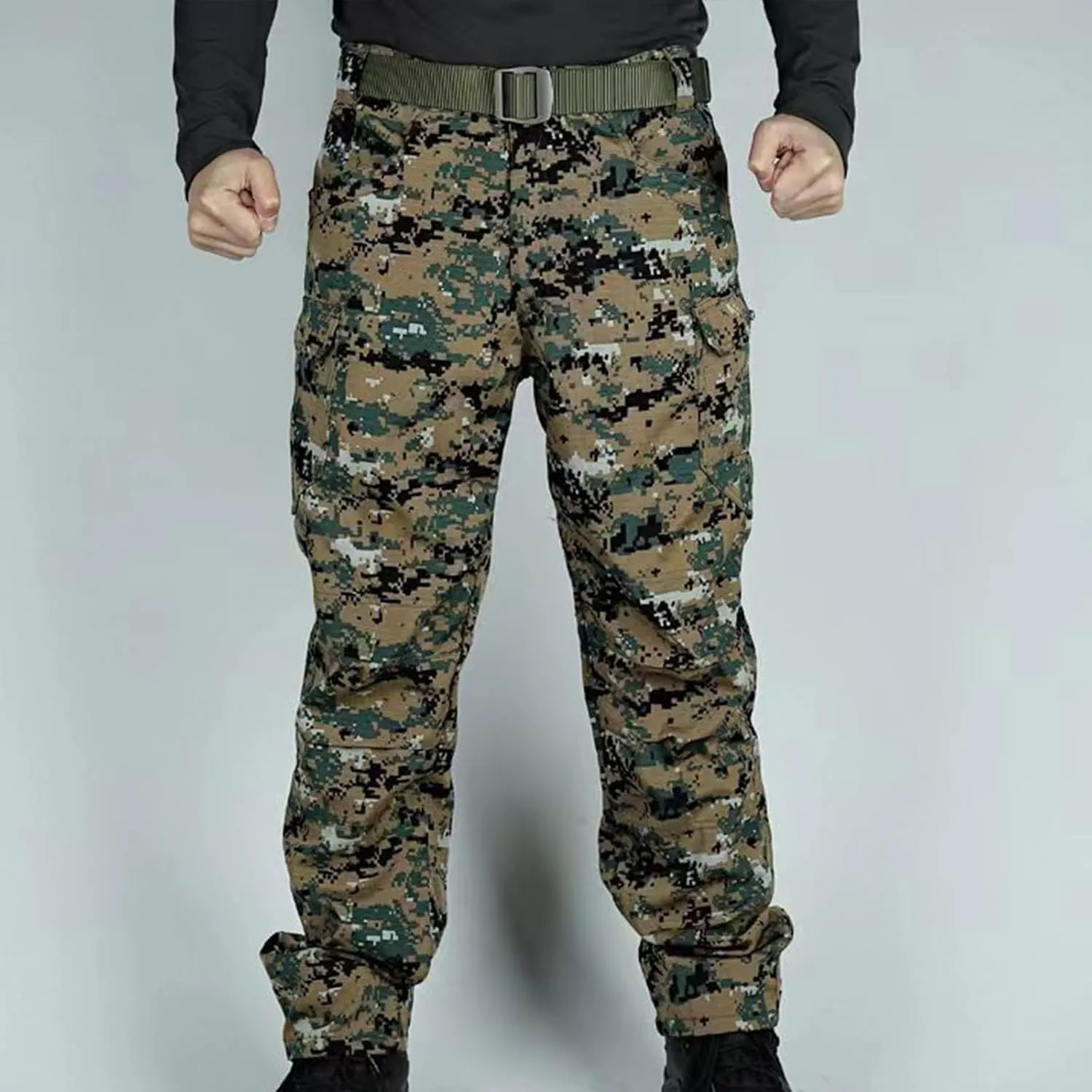 Mens Outdoor Pants Rip-Stop Military Combat Cargo Pants Lightweight Casual Hiking Work Pants Classic Tactical Pants
